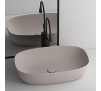 Bathroom Vessel Sink Ceramic Countertop Wash Basin Oval Art Basin Furniture Supplies Above Counter for Small Apartment Household Balcony(60x39x14.5cm)