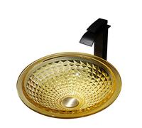 Bathroom Vessel Sink Combo with Waterfall Faucet Set for Counter Top Installation