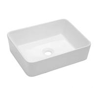 Bathroom Vessel Sink Countertop Rectangular - Kichae 19x15 Inch Modern White Bathroom Sinks Rectangle Above Counter White Porcelain Ceramic Vessel Vanity Sink Art Basin