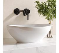 Bathroom Vessel Sink, DeerValley Ceramic Oval Countertop Basin, Above Counter Wash Basin Modern Vanity Sink Art Deco Basin - 40 x 33 x 14.5cm