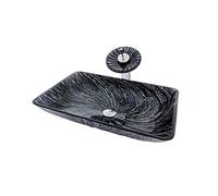 Bathroom Vessel Sink Modern Artistic Tempered Glass Basin Countertop Bowl Sink for Lavatory Vanity Cabinet Waterfall Tap Interesting