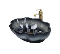 Bathroom Vessel Sink Personalized Special-Shaped Bathroom Sink Petal Shape Retro Ceramic Above-the-Counter Basin Vanity Basin