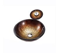 Bathroom Vessel Sink Tempered Glass Bathroom Vessel Sink Waterfall Tap Wash Basin Vanity Sink (Color : A) (B) Interesting
