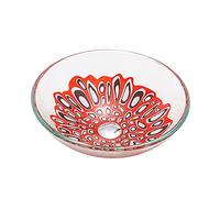 Bathroom Vessel Sink, Tempered Glass Sink Artistic Round Vanity Sinks with Pop Up Drain and Waterfall Tap,C (B)