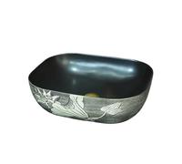 Bathroom Vessel Sink Vintage Ceramic Rounded Corner Large Washbasin Retro Art Above Counter Sink Vanity Sink