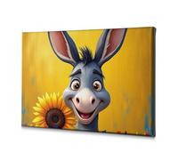 Bathroom Wall Art A Cheerful Donkey With Sunflowers. Canvas Decorative Picture The Chosen Shabby Chic Decor(40x60cm)