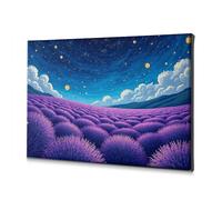 Bathroom Wall Art A Field Of Lavender Under A Starry Sky. Canvas Decorative Picture Christian Easter Decor Decoraciones Para Cuartos(30x40cm)
