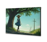 Bathroom Wall Art A Girl In A Blue Dress Walks Under A Large Tree On A Sunny Day. Canvas Decorative Picture Christian Easter Decor Decoraciones Para Cuartos(30x40cm)