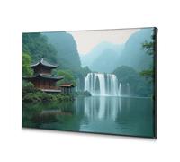 Bathroom Wall Art A Serene Landscape Featuring A Traditional Pavilion, Lush Greenery Canvas Decorative Picture Christian Easter Decor Decoraciones Para Cuartos(20x30cm)