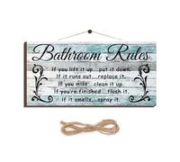 Bathroom Wall Art,Bathroom Decor,House Wall Art Sign Hanging,Wall Funny Bathroom Rules Art Decorative,Toilet Door Loo Plaque Gift