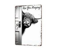 Bathroom Wall Art - Humorous Rustic Modern Home Decor | Cow Pictures Are You Pooping Sign - for Office Apartment Toilet Restroom Door Guest Family Friends