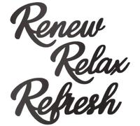 Bathroom Wall Art - Metal Bathroom Sign | Relax Renew Update Sign | 60G Slim Lightweight Wooden Bathroom Signs 3 Pieces | Rustic Bathroom Decor Accessories