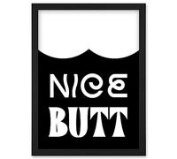 Artery8 Bathroom Wall Art Nice Butt Funny Toilet Sign Bathroom Decor Artwork Framed Wall Art Print A4
