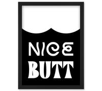 Artery8 Bathroom Wall Art Nice Butt Funny Toilet Sign Bathroom Decor Artwork Framed Wall Art Print A4