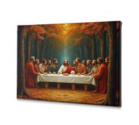 Bathroom Wall Art The Last Supper In An Autumn Forest. Canvas Decorative Picture Easter Decor Christian Easter Decor(20x30cm)