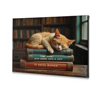 Bathroom Wall Art Time Spent With Books, Cats & Cats Is Never Wasted. Canvas Decorative Picture The Chosen Shabby Chic Decor(20x30cm)