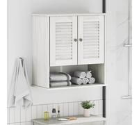 Bathroom Wall Cabinet Antique White Solid Pine 67.5x34x71.5cm 3 Shelves 2 Doors