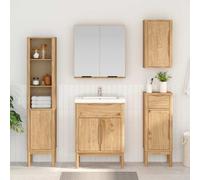 vidaXL Bathroom Wall Cabinet with Door FLORO Wax Brown 35 x 30 x 60 cm