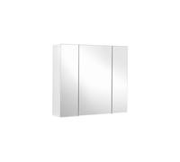Bathroom Wall Cabinet Cupboard with Mirror 3Door Storage Cabinet 60 x 15 x 55 cm with Adjustable Shelf Modern White BBK22WT