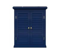 Teamson Home Glancy Two-Door Wall Cabinet Faux Louvered Doors Navy
