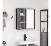 Bathroom Wall Cabinet Grey Sonoma 50x21x60cm Engineered Wood & Steel Mirror Unit