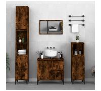 Bathroom Wall Cabinet Smoked Oak Engineered Wood 30x30x100 cm 3-Shelf with Door