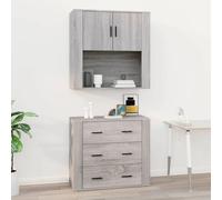 vidaXL Wall Cabinet Grey Sonoma Engineered Wood Side Cabinet Home Organiser
