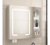 Bathroom Wall Cabinet with LED Lights and Smart Defog Mirror, Modern Medicine Organizer with Stepless Dimming and Visual Storage, Aluminum Alloy Construction