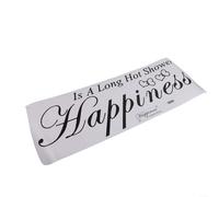 Bathroom Wall Decal Stickers Featuring Happiness Is A Long Hot Shower Quote Removable PVC Vinyl Matte Finish Peel Off Design for Home Decoration