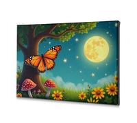 Bathroom Wall Decor A Butterfly Perches On A Tree Trunk Under A Bright Moonlit Sky. Canvas Decorative Picture Room Decor Wall Pictures For Living Room(40x60cm)