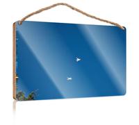 Bathroom Wall Decor Funny Two Birds Flying in The Sky Hanging Decor Outdoor Porch Funny Door Frame Sign(15X28CM)