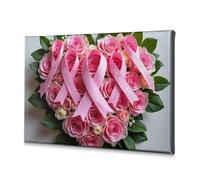 Bathroom Wall Decor Pink Ribbon Bouquet For Breast Cancer Awareness. Canvas Decorative Picture Room Decor Wall Pictures For Living Room(40x60cm)
