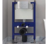 Bathroom Wall Hung Toilet 0.82M Concealed Cistern Frame WC 3-in-1 Set Round Dual Flush Plate Chrome