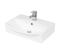 Balterley 500mm Bathroom Sink, Wall Hung Ceramic Round Bowl Bathroom Wash Basin Sink with Overflow, 1 Tap Hole, Wall Mounted Basin Sinks for Bathrooms and Cloakroom - 500 x 400 x 150mm (White)