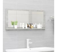 Bathroom Wall Mirror Concrete Grey 90x37cm Engineered Wood Glass Modern XL Shelf