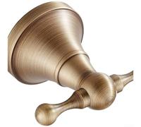 Bathroom Wall Mount Double Towel Hook Antique Brass Vintage Style Robe Coat Hanger Brass Construction Space Saving Two Hooks Bronze 9.7x5.5x7.2cm Heavy Duty Supports Up To 5kg(Straight hook)