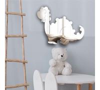 Bathroom Wall Mounted Acrylic Mirror: Frameless, Easy to Stick, Strong, Lightweight, Dinosaur Shaped, Size: 40cm
