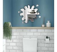 Bathroom Wall Mounted Acrylic Mirror: Frameless, Easy to Stick, Strong, Lightweight, Puddle with Splash Shaped, Size: 35cm