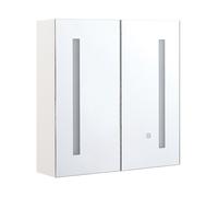 Beliani Bathroom Wall Mounted Mirror Cabinet Led Chabunco 60 Cm 60 Cm White