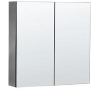 Beliani Bathroom Wall Mounted Mirror Cabinet Navarra 60 Cm 60 Cm Black, Black