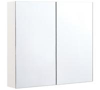 Beliani Bathroom Wall Mounted Mirror Cabinet Navarra 80 Cm 70 Cm White
