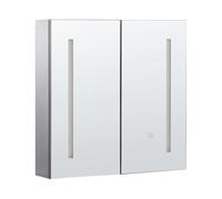 Beliani Bathroom Wall Mounted Mirror Cabinet Led Chabunco 60 Cm 60 Cm Black