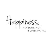 Bathroom Wall Relax Art Sticker Quote Happiness is A Long Hot Bubble Bath Bathroom Decor Removable Waterproof Wall Decal Large - 43x106cm