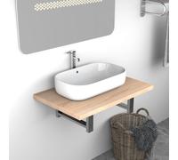 Bathroom wall shelf Oak 60x40x16.3cm Engineered wood & metal Basin Storage incl