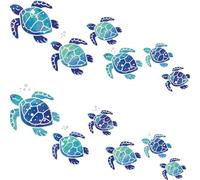 Bathroom Wall Stickers 12 Pcs Blue Waterproof Wall Sticker Decoration Wall Ornaments Underwater Ocean Decals, Turtle Stickers for Bathroom Under The Sea Decor Toilet Lid Decals Toilet Accessories