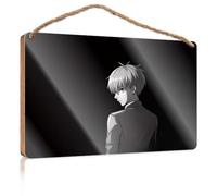 Bathroom Wall Wood Sign A Young Man in A Suit Stands Against A Dark Background Wall Hanging Decor Sayings Western Home Decor(20X30CM)