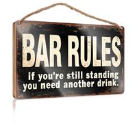 Bathroom Wall Wood Sign Bar Rules: If You'Re Still Standing, You Need Another Drink Wooded Sign Box Signs Bathroom Funny Decor(20X30CM)