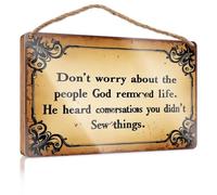 Bathroom Wall Wood Sign Don't Worry About The People God Removed Life Box Signs Bathroom Funny Decor(23X35CM)