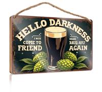 Bathroom Wall Wood Sign Hello Darkness, My Old Friend. I Come To You Again. Box Signs Bathroom Funny Decor(23X35CM)