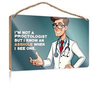 Bathroom Wall Wood Sign I'm Not A Proctologist, But I Know One When I See One. Box Signs Bathroom Funny Decor(15X28CM)
